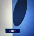 Hawk-Eye: Einblendung einer knappen Entscheidung; hier: Ball wird aus gegeben