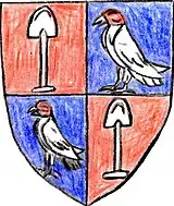 Wappenvariante aus dem 17. Jahrhundert (Schaufel und Falke)