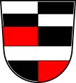 Gemeindewappen von Höchstädt im Fichtelgebirge oben in Erinnerung an die Hohenzollern, unten an die Familie von Rorer
