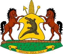 Wappen Lesothos: zwei Basutho-Pferde