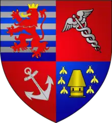 Hermesstab im Wappen von Wiltz