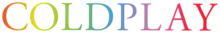 Dieses Bild zeigt da Coldplay Logo in bunten Buchstaben.