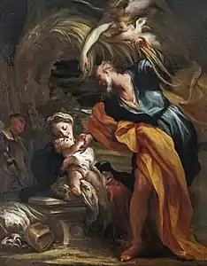 Die Rast auf der Flucht nach Ägypten, Gregorio de Ferrari, um 1675.