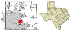 Lage von Lucas im Collin County (links) und in Texas (rechts)