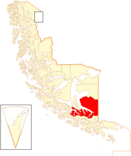 Lage der Kommune in Magallanes Region