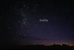Das Sternbild Antlia, wie es mit dem bloßen Auge gesehen werden kann