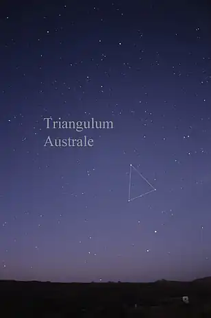 Das Sternbild Triangulum Australe, wie es mit dem bloßen Auge gesehen werden kann