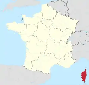 Lage Korsikas in Frankreich