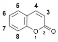 Nummerierung des Heterocyclen Cumarin.
