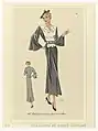 Schwarz-weißes Haute-Couture-Cloqué-Nachmittagskleid 1937