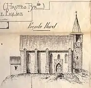 Nordfassade der Kirche zur Zeit der Restaurierung 1901