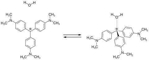 Gleichgewicht zwischen dem planaren und dem pyramidalen Isomer von Kristallviolett in wässriger Lösung