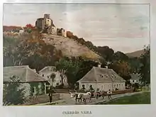 Burg Csabrag, 1622 an Peter Kohary verliehen. Bis 1750 Hauptsitz der Familie, dann von Schloss Svätý Anton abgelost. 1812 durch einen Brand zerstört.