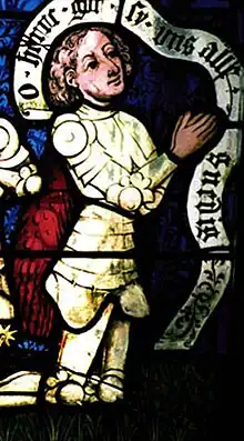 Cuno von Pyrmont und von Ehrenberg, 1446. Detailansicht aus ehem. Fenster der Karmeliterkirche Boppard am Rhein