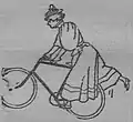 Fahrradfahrerin im Hosenrock, Illustration von 1897