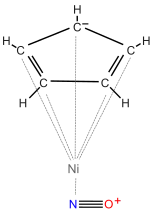 Strukturformel von Cyclopentadienylnickelnitrosyl