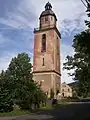 Turm der ehemaligen evangelischen Kirche