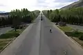 Die Schnellstraße in der nordkoreanischen Landschaft