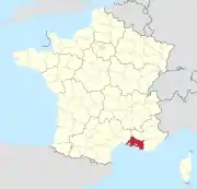 Lage des Departements Bouches-du-Rhône in Frankreich
