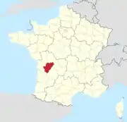 Lage des Departements Charente in Frankreich