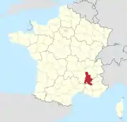 Lage des Departements Drôme in Frankreich