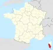 Lage des Departements Corse-du-Sud in Frankreich