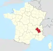 Lage des Departements Isère in Frankreich