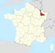 Lage des Departements Meurthe-et-Moselle in Frankreich