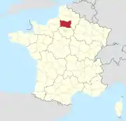 Lage des Departements Oise in Frankreich