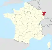 Lage des Departements Bas-Rhin in Frankreich