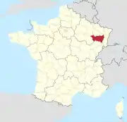 Lage des Departements Vosges in Frankreich
