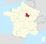 Lage des Departements Yonne in Frankreich
