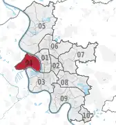 Lage des Stadtbezirks 4 in Düsseldorf