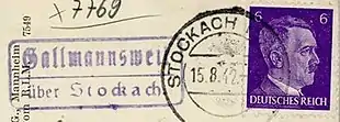 Posthilfstelle-Stempel„Gallmannsweil über Stockach“ (1942)