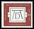 30 Pfennig-Sondermarke der Deutschen Bundespost (1971) mit den Initialen Albrecht Dürers