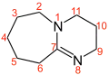 1,8-Diazabicyclo[5.4.0]- undec-7-en Nummerierung der Atome bzw. Position der Doppelbindung