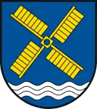 Goldenes Flügelkreuz auf blauem Grund (Krokau)