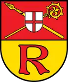 Wappen von Ramsen (Pfalz): Krummstab und goldene Lanze gekreuzt