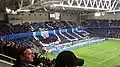 Choreografie der DIF-Fans beim Spiel am 16. April 2014 gegen den Rivalen AIK Solna (2:3 vor 25.175 Zuschauern)