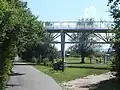Blick auf die Brücke von den Marchauen in Devínska Nová Ves