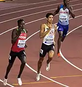 Sechster Vorlauf (v. l. n. r.): Emmanuel Korir, Jonathan Sacoor, Rabah Yousif