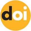 Der Schriftzug „doi“ in Kleinbuchstaben vor einem tiefgelben Kreis. Das „d“ ist schwarzgefärbt, das „o“ und „i“ jeweils weiß.