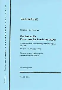 DSS-Arbeitspapiere, Institut für Konversion, H. 38, 1997, Umschlag.