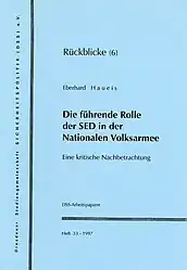 DSS-Arbeitspapiere, SED in der NVA, Heft 33, 1997, Umschlag.