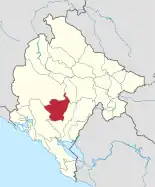 Karte von Montenegro, Position von Danilovgrad hervorgehoben