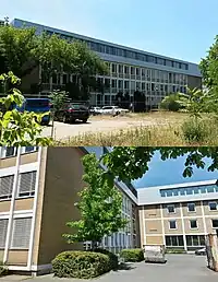 Erasmus-Kittler-Schule in Darmstadt, Oben: Ansicht von Norden, Unten: Ansicht von Süden.