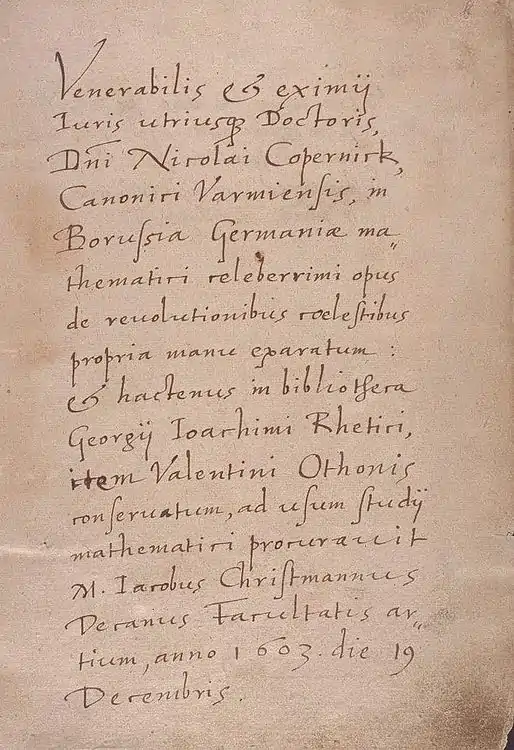 Jakob Christmann (1554–1613),Handschrift von 1603