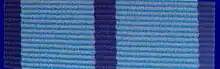 Gewebtes Band mit Blau-Weißer Streifung.
