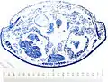 Männliche Pheromondrüse. Histologischer Querschnitt durch das 4. Abdominalsegment eines Männchens. a: Pheromondrüse, b: Längsmuskulatur, c: Testes, d: Darm und e: Quermuskulatur