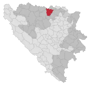Lage der Gemeinde Derventa in Bosnien und Herzegowina (anklickbare Karte)
